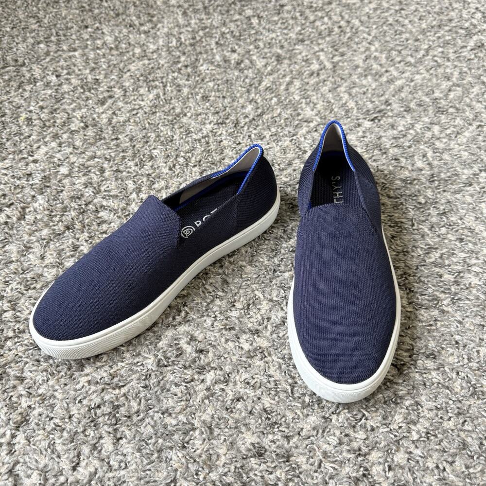 Rothy’s Original Slip On Sneakers Shoe Women’s Size 9 Navy Blue Washable Knit